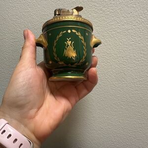 Elegant Green and Gold Decorative Jar